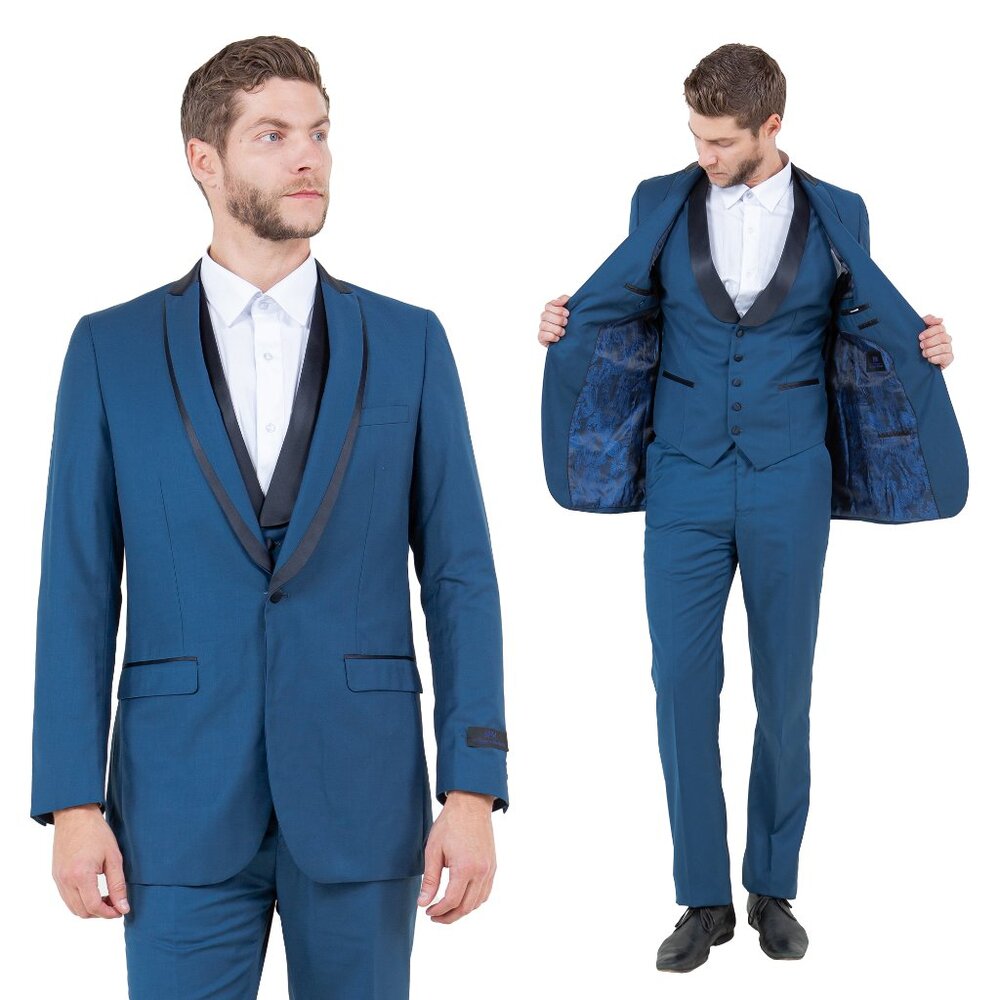 Bryan Michaels Slim Fit 3-PC Tuxedo, Blue